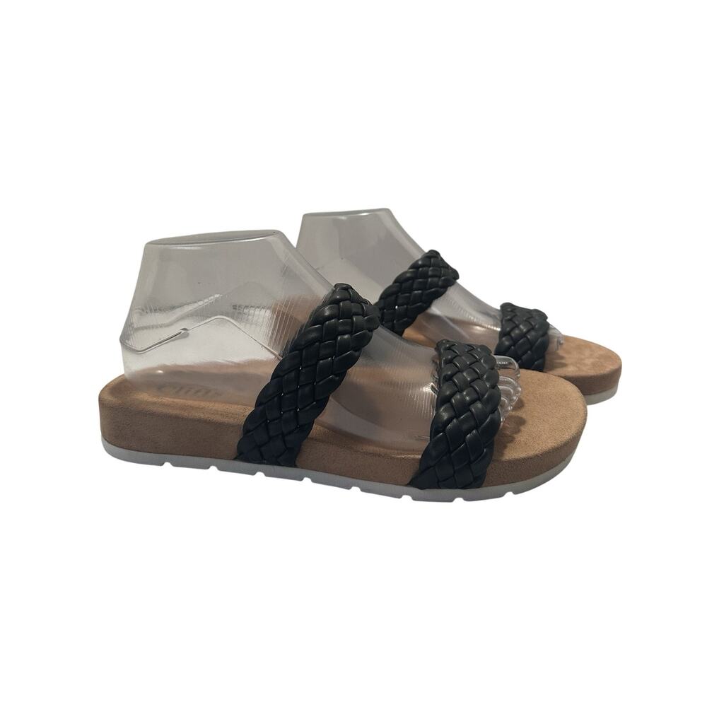 Truly Black Double Braid Strap Sandals US 8.5 Slides Kork Cliffs White Mountain